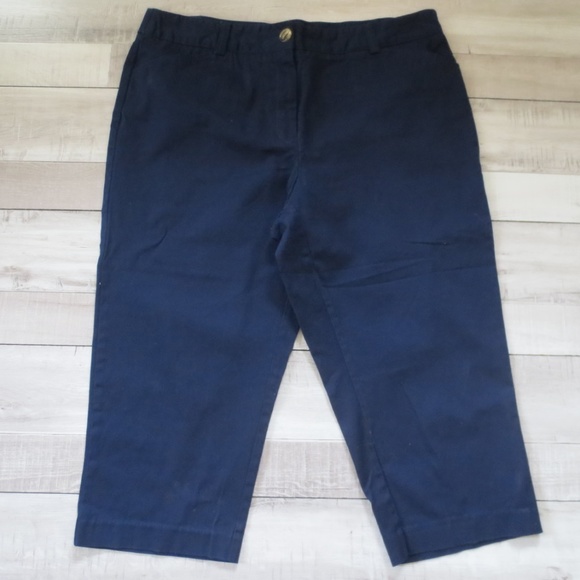 Kim Rogers Pants - Kim Rogers Navy Crop Pants, Size 16